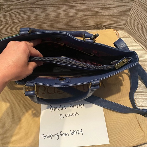 Anuschka Large Crossbody Satchel in Moonlit Peonies with Matching Wallet - Picture 11 of 15